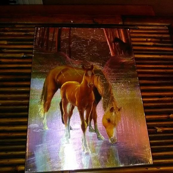 Vtg Cedar Jewelry Trinket Box from Great Smoky Mts w/Horse Picture on top - Picture 1 of 6